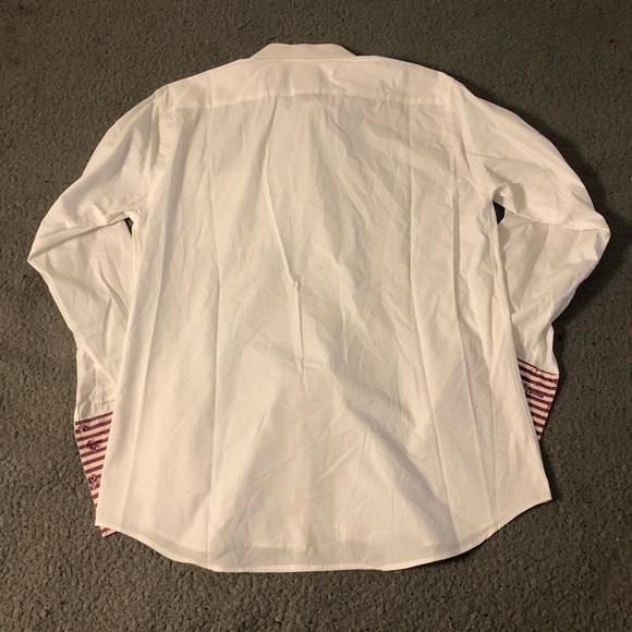 Paul Smith White Shirt with Purple Striped Cuffs - Picture 9 of 11
